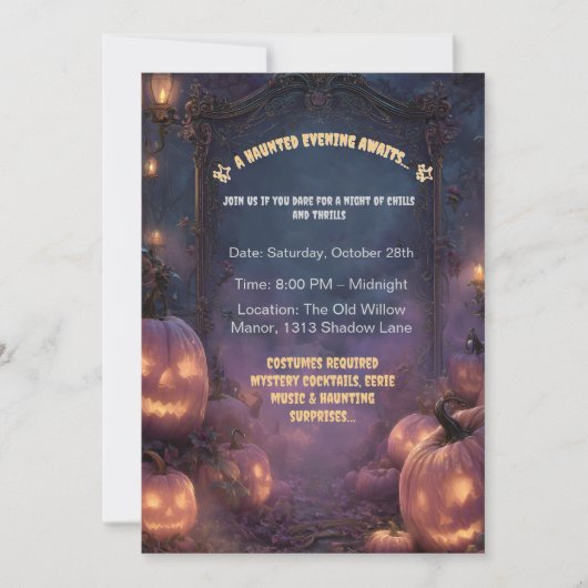 Invitation Chemin d'Halloween éffrayant avec Jack-o'-Lanterns (Devant)