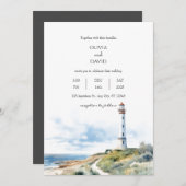 Invitation Chemin du phare côtier Ocean View Beach Mariage (Devant / Derrière)