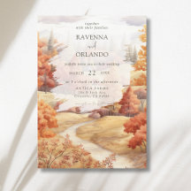 Chemin Élégant de Forêt d'Automne Feuilles Mariage