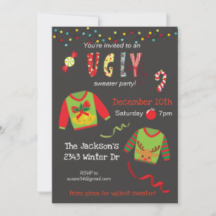 Invitation Chemise de Noël démodée personnalisée pour les fêt