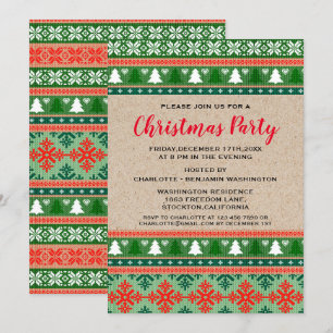 Invitation Chemise de Noël Laide Rouge et Verte Rustique Fête