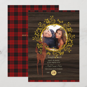 Invitation Chemise écossaise rustique cerf BUFFALO PHOTO TOUT