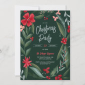Invitation Chemise fleurie rouge vert motif vert de Noël (Devant)