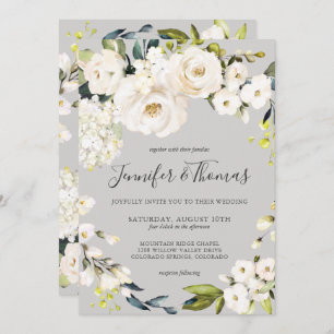 Invitation Chemise florale d'aquarelle blanche sur Mariage Ta