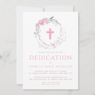 Invitation Chemise florale rose & Dédication croisée pour béb