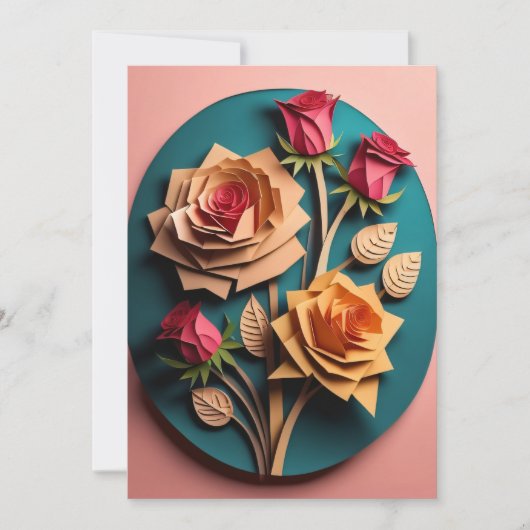 Invitation Chemise Roses 3D Paper Art Design (Devant)