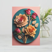 Invitation Chemise Roses 3D Paper Art Design (Debout devant)