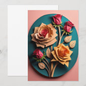 Invitation Chemise Roses 3D Paper Art Design (Devant / Derrière)