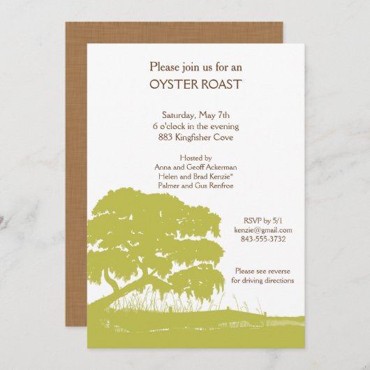 Invitation Chêne avec de la mousse espagnole par la verticale (Devant / Derrière)