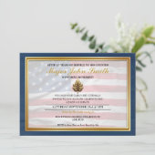 Invitation Chêne d'or en bois bleu - Retraite militaire (Debout devant)