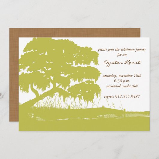 Invitation Chêne drapé avec de la mousse espagnole par (Devant / Derrière)