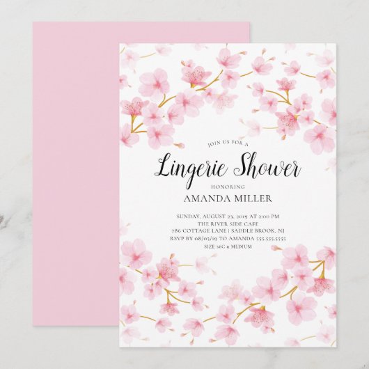 Invitation Chêne Fleur de fleurs de la nuptiale Lingerie Douc (Devant / Derrière)