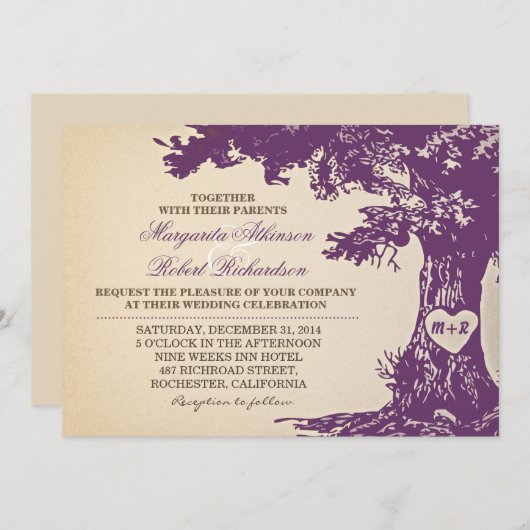 Invitation Chêne pourpre (Devant / Derrière)