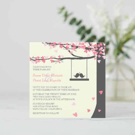 Invitation Chêne rose gris Inséparable (Debout devant)