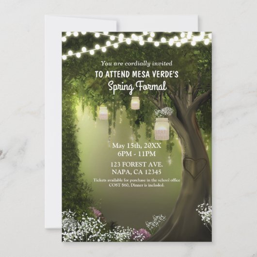 Invitation Chêne Rustique Forêt Enchantée Printemps Formel (Devant)