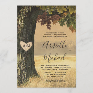 Invitation Chêne sculpté automne Pays Forêt rustique Mariage