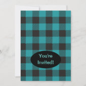 Invitation Chèque Turquoise Turquoise Bleu Bleu Buffalo Noir (Devant)