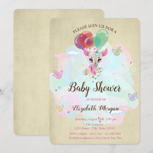 Invitation Cher bébé adorable, ballons, Baby Shower Papillon