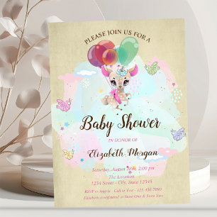 Invitation Cher bébé adorable, ballons, Baby Shower Papillon