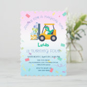 Invitation Cher bébé dinosaure tracteur Camion Anniversaire d (Debout devant)