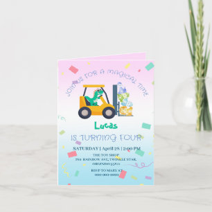 Invitation Cher bébé dinosaure tracteur Camion Anniversaire d