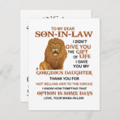 Invitation Cher Gendre Je Vous Ai Donné Ma Fille Magnifique (Devant / Derrière)