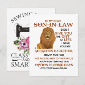 Invitation Cher gendre je vous ai donné ma magnifique fille (Devant / Derrière)