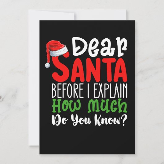 Invitation Cher Père Noël avant que j'explique combien savez- (Devant)