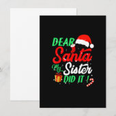 Invitation Cher Père Noël Ma soeur l'a fait drôle Noël Garçon (Devant / Derrière)