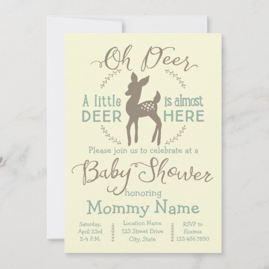 Invitation Cher petit baby shower de cerfs (Devant)