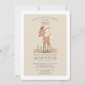 Invitation Cher petit cerf fête d'anniversaire de l'enfant (Devant)