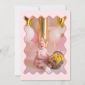 Invitation Chercher sur le dessus Pink Bow 1er Anniversaire P (Dos)
