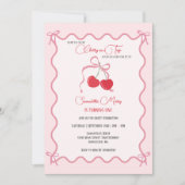 Invitation Chercher sur le dessus Pink Bow 1er Anniversaire P (Devant)