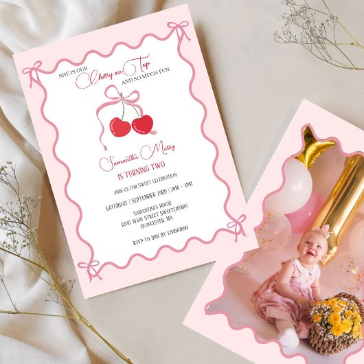 Invitation Chercher sur le dessus Pink Bow Chaque année Anniv