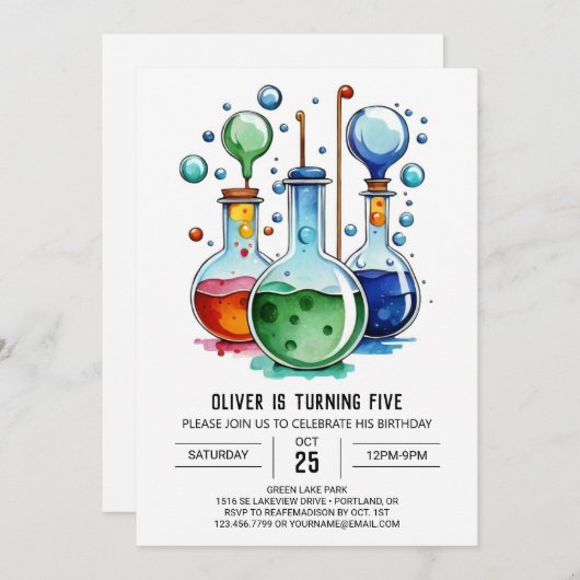 Invitation Chercheur de découverte de la fiole d'aquarelle An (Devant / Derrière)