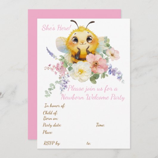 Invitation Chère Abeille (Devant / Derrière)