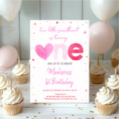 Invitation Chérie Coeurs d'or rose Premier anniversaire