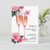 Invitation Cherish Cute Floral Champagne Flutes Bachelorette (Debout devant)