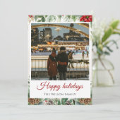 Invitation Cherish Memories Floral Frame Photo Holiday Card (Debout devant)