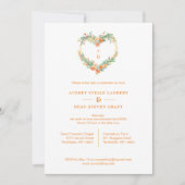 Invitation Cherish Orange & Green Floral Heart Wreath Wedding (Devant)
