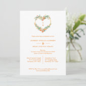 Invitation Cherish Orange & Green Floral Heart Wreath Wedding (Debout devant)