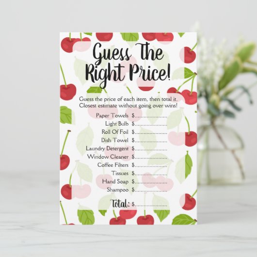 Invitation Cherries Devinez Le Prix Fête des mariées Jeu Cher (Debout devant)