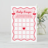 Invitation Cherry Baby Shower Bingo Game Card (Debout devant)