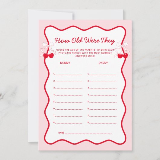 Invitation Cherry Baby Shower How Old Were They Game (Devant)