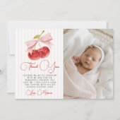 Invitation Cherry Birthday Photo Thank You (Devant)