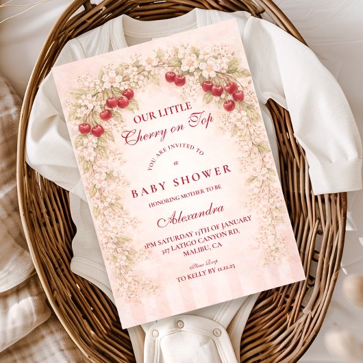 Invitation Cherry Bloom Floral Baby Shower 