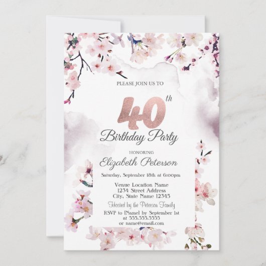 Invitation Cherry Blossom 40e anniversaire (Devant)