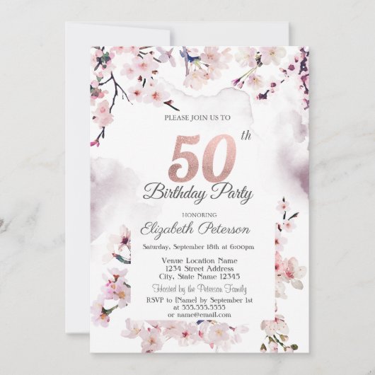 Invitation Cherry Blossom 50e anniversaire (Devant)