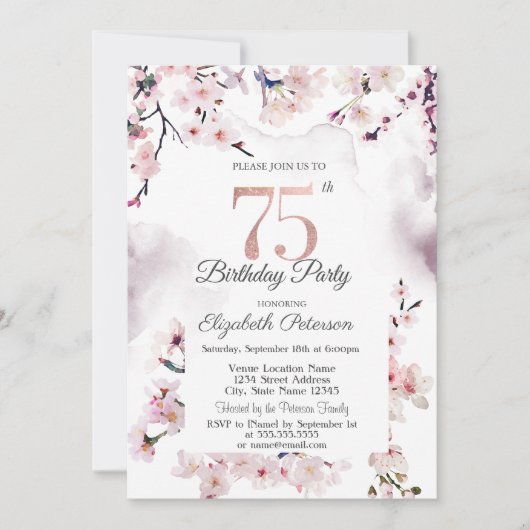 Invitation Cherry Blossom 75e anniversaire (Devant)