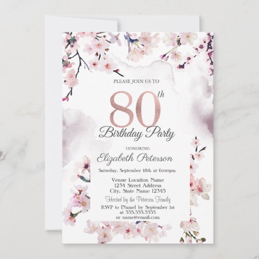 Invitation Cherry Blossom 80e anniversaire (Devant)